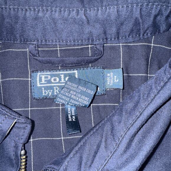 Polo Ralph Lauren Mens Large Blue Harrington Jacket Coat Full Zip Collared - Picture 3 of 7